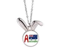 Collar con colgante de conejo con diseño de bandera nacional de Australia, color rojo y azul