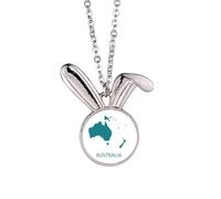 Collar con colgante de conejo con diseño de mapa del continente de Australia, Oceanía, joyería de regalo
