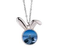 Collar con colgante de conejo con diseño de torre oscura del océano oscuro