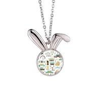 Collar con colgante de conejo con los monumentos más famosos de Corea, joyería de regalo