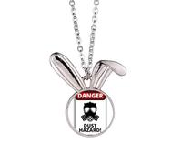 Collar con colgante de conejo con símbolo de peligro de polvo, joyería de regalo