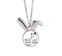 Collar con colgante de conejo con texto en inglés "Best Cat Mom Ever"