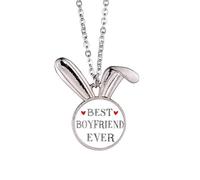 Collar con colgante de conejo con texto en inglés "Best Friend Ever"