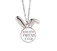 Collar con colgante de conejo con texto en inglés "Best Friend Ever"