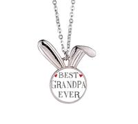 Collar con colgante de conejo con texto en inglés "Best Grandpa Ever"