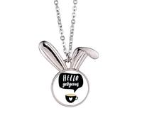Collar con colgante de conejo con texto en inglés "Hello Gorgeous Quote"
