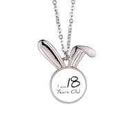 Collar con colgante de conejo con texto en inglés "I am 18 old age young Rabbit
