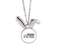 Collar con colgante de conejo con texto en inglés "I Am A Wizard In The Dream"
