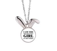 Collar con colgante de conejo con texto en inglés "I Am The Most Beautiful Girl"