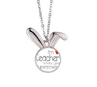Collar con colgante de conejo con texto en inglés "I'm a Teacher What's your Superpower"