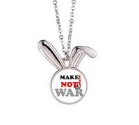 Collar con colgante de conejo con texto en inglés "Make sense not war love peworld"