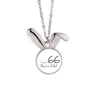 Collar con colgante de conejo de edad avanzada con texto en inglés "I am 66 years old age"