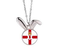 Collar con colgante de conejo de la bandera nacional de Irlanda del Norte, país de la UE, joyería de regalo