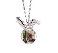 Collar con colgante de conejo de la Torre Eiffel de Francia con diseño de coche antiguo