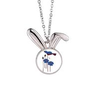 Collar con colgante de conejo de libélula y flor de loto azul, regalo de joyería de animales