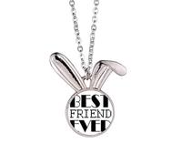 Collar con colgante de conejo de moda Art Deco con cita "Best Friend Ever"