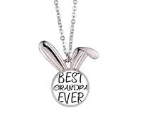 Collar con colgante de conejo de moda Art Deco con cita "Best Grandpa Ever"