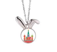 Collar con colgante de conejo de Moscú con diseño de catedral