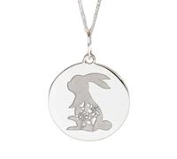 Collar con colgante de conejo de plata de ley 925 con 18 |LK_NLC_02277 | gold plated spiral fossil medallion, round engraved nature inspired pendant, 28mm with 18 inch cable