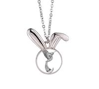 Collar con colgante de conejo de plumas largas con diseño de pájaro, diseño de conejo