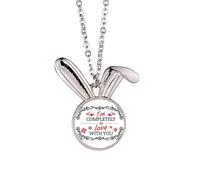 Collar con colgante de conejo de San Valentín con texto en inglés "I'm Completely in Love With You"