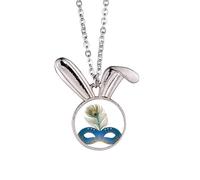 Collar con colgante de conejo de Venecia con cabeza azul y plumas, diseño de conejo
