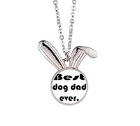 Collar con colgante de conejo, diseño de conejo, con texto en inglés "Best Dog Dad Ever"