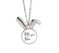 Collar con colgante de conejo escrito a mano con cita Miss Your Kisses