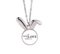 Collar con colgante de conejo LGBT con la bandera del arco iris, más amor y menos odio, joyería de regalo