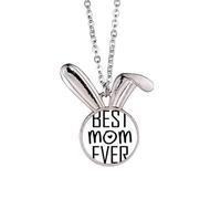 Collar con colgante de conejo para el día de la madre con la frase "Best Mom Ever"