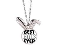 Collar con colgante de conejo para el día del padre con la frase "Best Dad Ever"