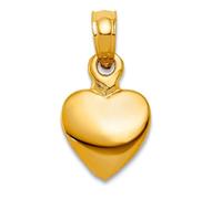 Collar con colgante de corazón 3D de oro amarillo pulido sólido de 10 quilates para mujer