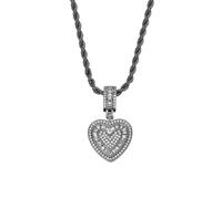 Collar con colgante de corazón chapado en oro - Base de cobre con microincrustaciones de circonitas, joya romántica en forma corazón para mujer - Ideal para uso diario y regalos (C)
