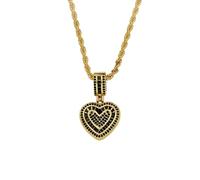 Collar con colgante de corazón chapado en oro - Base de cobre con microincrustaciones de circonitas, joya romántica en forma corazón para mujer - Ideal para uso diario y regalos (D)