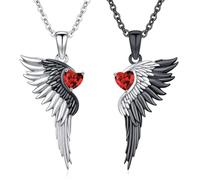 Collar con colgante de corazón con alas de demonios de ángel, joyería simbólica para parejas o mejores amigos, collar de ala de diablo angelical