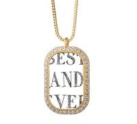 Collar con colgante de corazón con texto en inglés "Best Grandpa Ever" con diamantes de cristal dorado