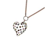 Collar con colgante de corazón de aleación con cristales de arco iris, elegantes diseños de capas, accesorio de joyería romántica, joyería de moda