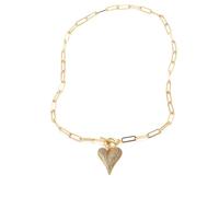 Collar con colgante de corazón de amor, diseños románticos, latón resistente con elegante circonita, regalos especiales para mujer, uso casual, collar de piedra de circonita, talla única, como se
