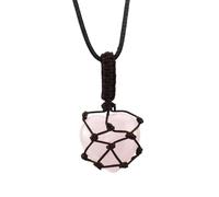 Collar con Colgante De Corazón De Cristal Curativo Natural para Mujeres Y Hombres, Piedra De Cuarzo Rosa con Cuerda Tejida A Mano, Collar con Colgante De Jaula, Joyería De Chakras, Regalo para Un