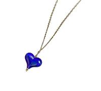 Collar con colgante de corazón de moda para mujer, cadena larga, gargantilla de joyería 2023, joyería de boda, día de San Valentín, collares de corazón para niñas, Blue, como se describe, como se