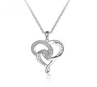 Collar con Colgante de corazón de Plata de Ley 925 "Te Amo hasta la Luna y de Vuelta con circonita cúbica, Regalo de joyería de Promesa