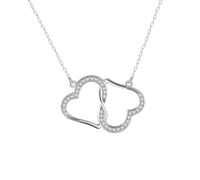 Collar con colgante de corazón doble 925 en forma de corazón para mujer, hermoso y versátil que se puede llevar apilable, adjustable, Zirconia cúbica