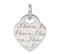 Collar con colgante de corazón grabado en plata de ley 925, grabado "I Love U", regalo de joyería para mujer, Metal