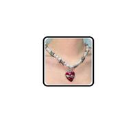 Collar con colgante de corazón y cuentas de perlas para mujer, encantadora cadena de clavícula de perlas Y2K, colgante de corazón con espinas, regalos de joyería de fiesta, L, Metal, No es una piedra