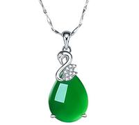 Collar con colgante de crisoprasa blanco, elegante cisne y jaspe de crisoprasa, regalo para el día de la madre, Plata