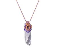 Collar con Colgante De Cristal Blanco Curativo Natural con Lapislázuli para Mujeres Y Hombres, Hecho A Mano, con Piedras Preciosas Semipreciosas Bohemias Trenzadas, Joyería De Cristal Ajustable De