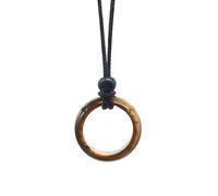 Collar Con Colgante De Cristal Curativo, Piedras Preciosas Naturales, Piedra Redonda, Cordón De Cuero Negro, Ajustable, Joyería Bohemia Hecha A Mano, Regalos Para Mujeres Y Hombres, Piedra De Ojo