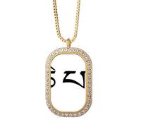 Collar con colgante de cristal de diamante y diseño de personajes negros