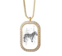 Collar con colgante de cristal de diamante y oro de Pinto mexicano simple en blanco y negro