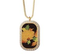 Collar con colgante de cristal de diamantes y oro de cultura japonesa marrón y negro